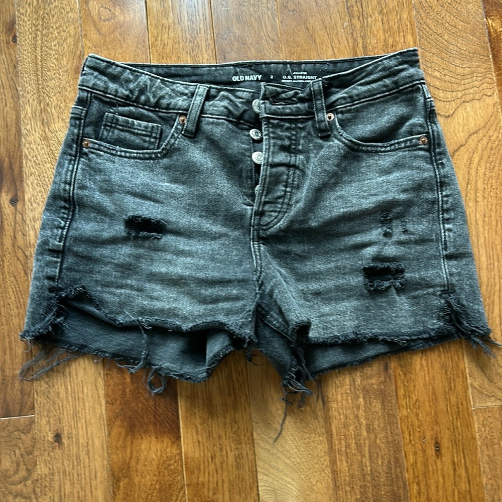 Hi Rise Black Denim Shorts